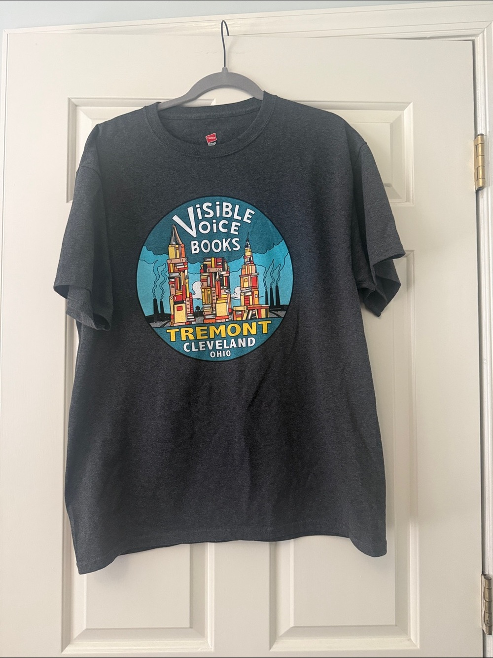 Hanes Charcoal Visible Voice Books Tremont Cleveland Graphic Tee